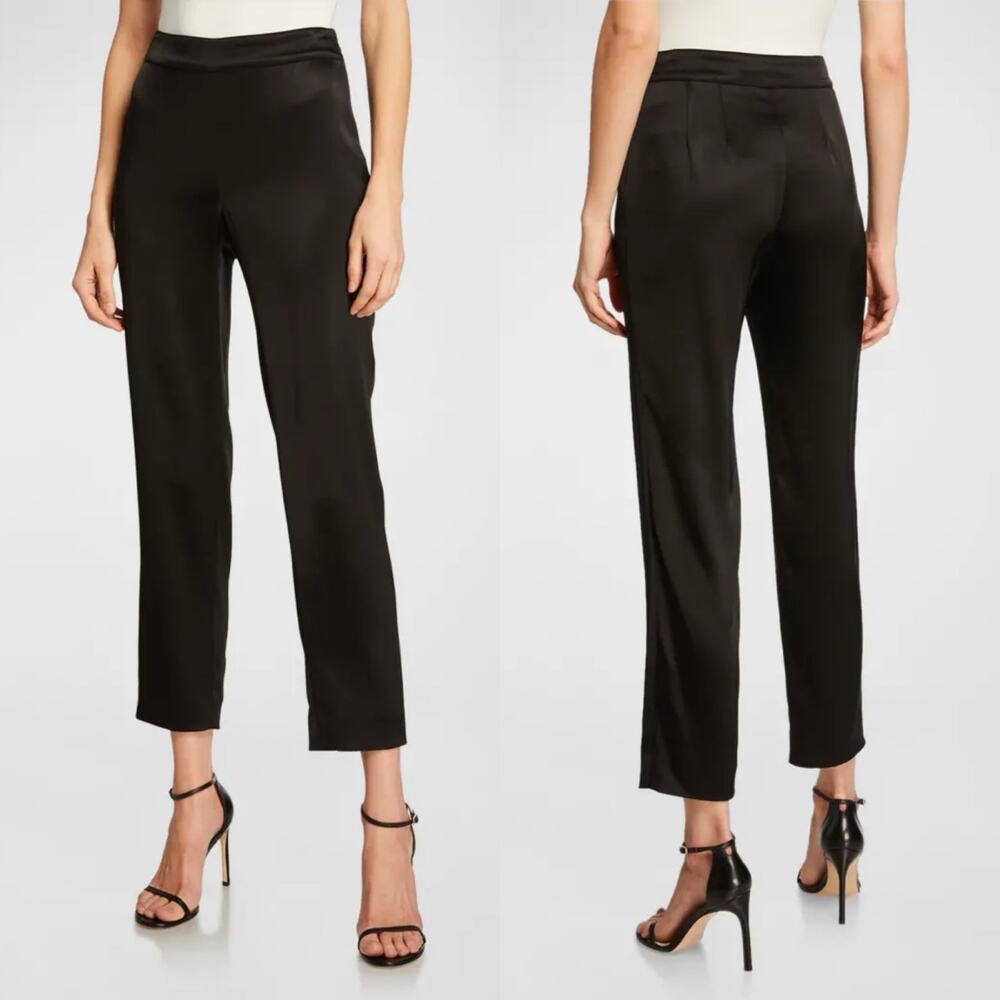 St. John Liquid Satin Side Zip Cropped Pants Black Size 14